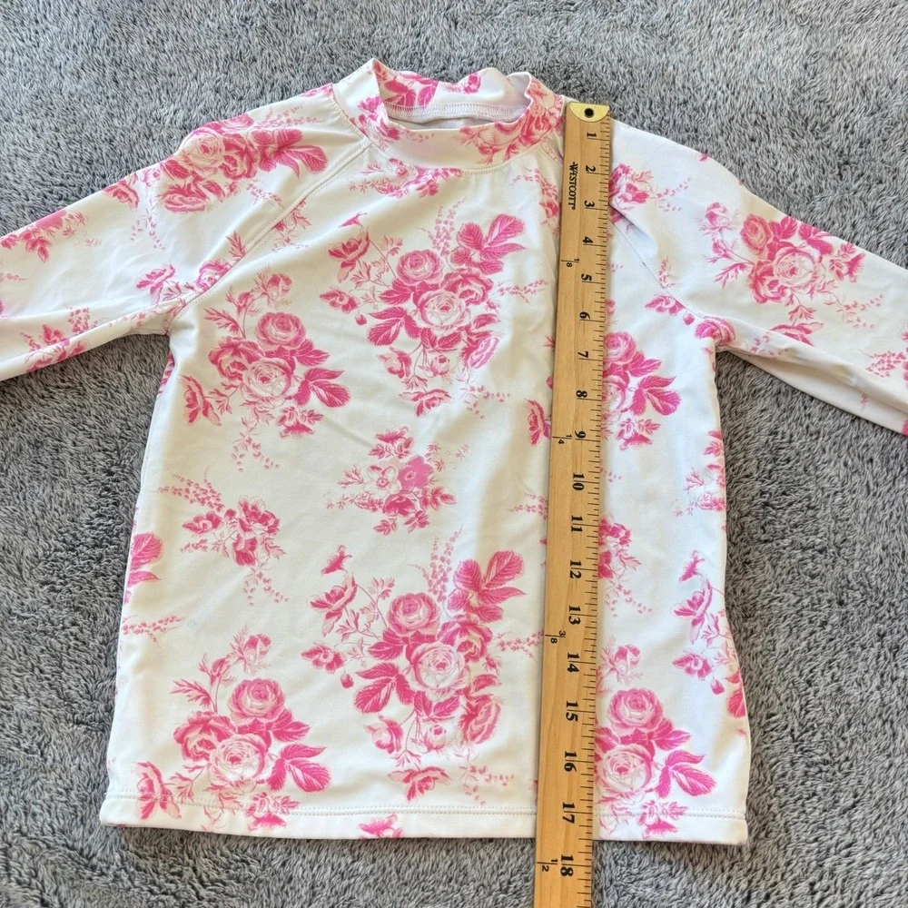 Janie and Jack Girls Pink Floral Rash Guard Swim Top Size 12 Beachy Boho 19854